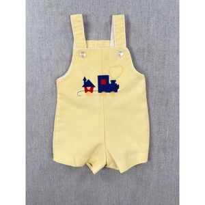 Toddle Tyke Vintage Yellow Corduroy Train Overalls Baby 6 Months Made in USA